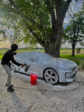 Hand washing a foam-covered vehicle during mobile detailing in Danville IL